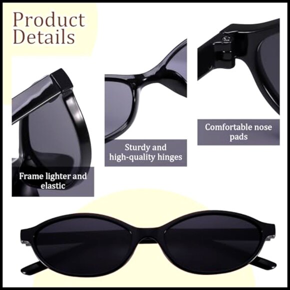 6-Pack Retro Oval Cat Eye Sunglasses UV Protection Polycarbonate Frames